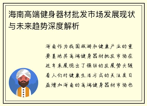 海南高端健身器材批发市场发展现状与未来趋势深度解析