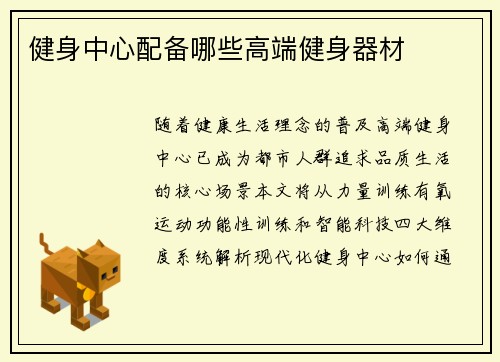 健身中心配备哪些高端健身器材